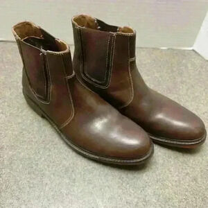 Hush Puppies Men’s leather ankle boots Size 9.5. Brown pull on style #1493201